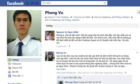Trên facebook của thủy thủ Vũ Thiện Phong, rất nhiều comment cầu mong mọi người trở về bình an.